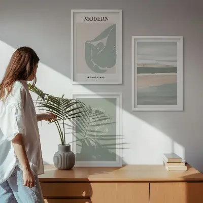 Abstraktní pastelové tvary rostlin sada 3 obrazů