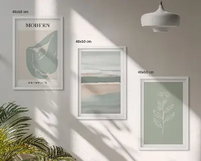 Abstraktní pastelové tvary rostlin sada 3 obrazů