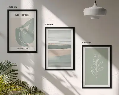 Abstraktní pastelové tvary rostlin sada 3 obrazů