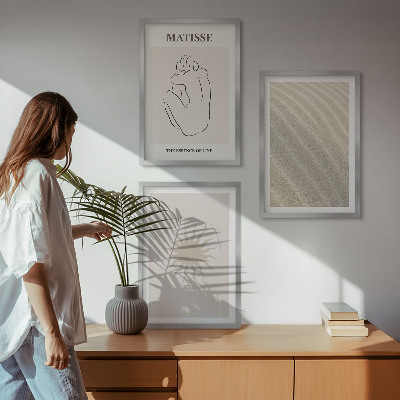 Sada 3 obrazů Minimalistické pískové linie slunce