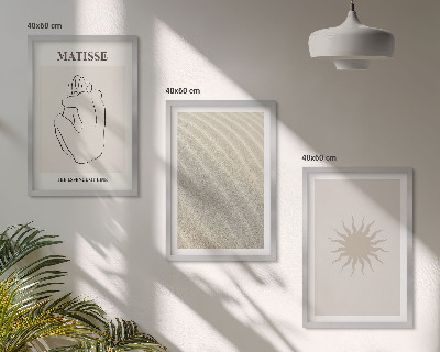 Sada 3 obrazů Minimalistické pískové linie slunce