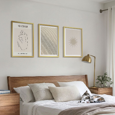 Sada 3 obrazů Minimalistické pískové linie slunce