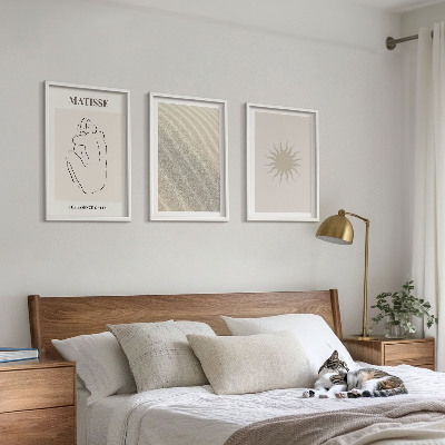 Sada 3 obrazů Minimalistické pískové linie slunce