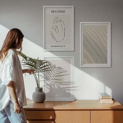 Sada 3 obrazů Minimalistické pískové linie slunce