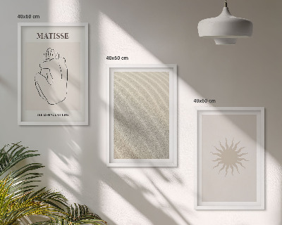 Sada 3 obrazů Minimalistické pískové linie slunce