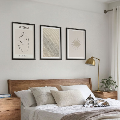 Sada 3 obrazů Minimalistické pískové linie slunce