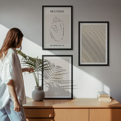 Sada 3 obrazů Minimalistické pískové linie slunce