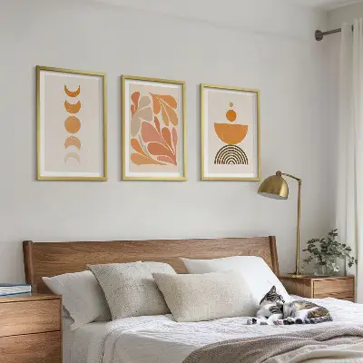 Abstraktní oranžové tvary sada 3 obrazů