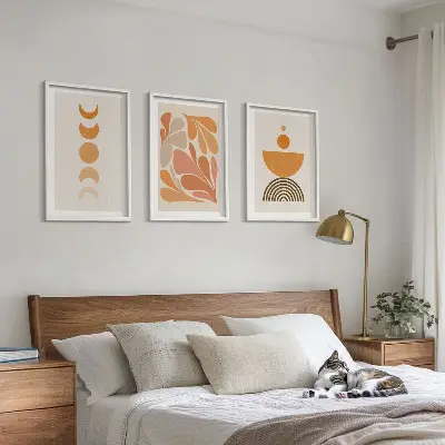 Abstraktní oranžové tvary sada 3 obrazů