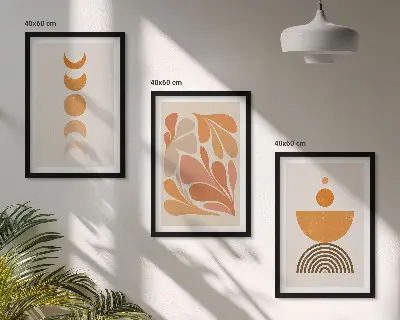 Abstraktní oranžové tvary sada 3 obrazů