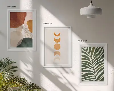 Sada obrazů do obývacího pokoje s motivem abstraktních tvarů listů