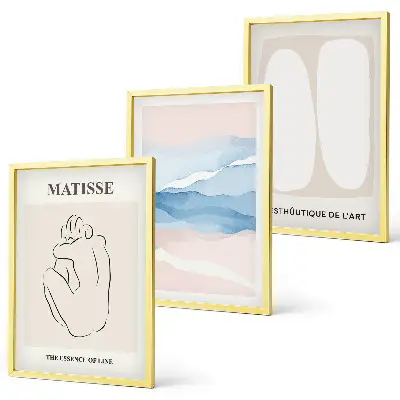 Sada obrazů do obývacího pokoje s abstraktními formami ve stylu Matisse