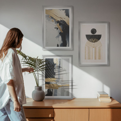 Sada obrazů do obývacího pokoje Abstraktní geometrie elegance