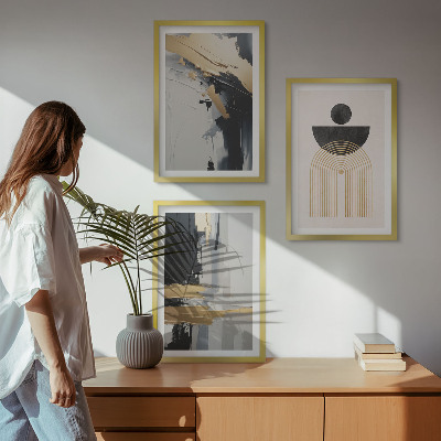 Sada obrazů do obývacího pokoje Abstraktní geometrie elegance