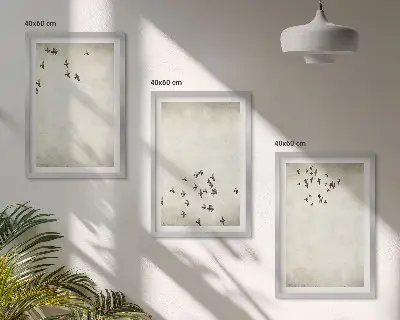 Minimalistická malba ptáků sada 3 obrazů