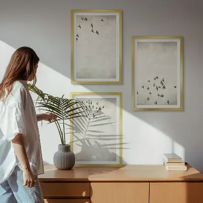Minimalistická malba ptáků sada 3 obrazů