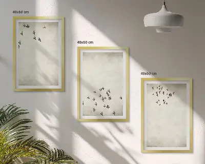 Minimalistická malba ptáků sada 3 obrazů