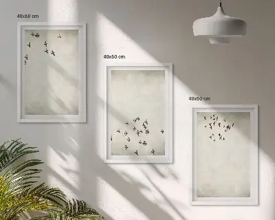Minimalistická malba ptáků sada 3 obrazů