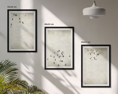 Sada 3 obrazů Minimalistická malba ptáků
