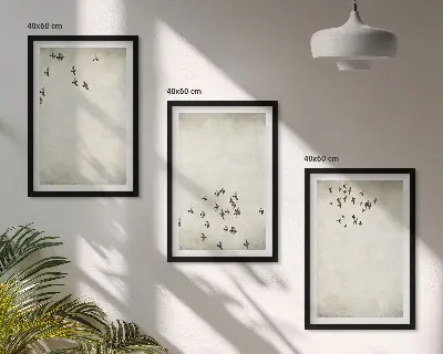 Minimalistická malba ptáků sada 3 obrazů