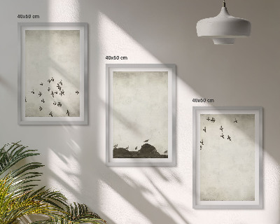 Sada obrazů do obývacího pokoje Ptáci za letu v minimalistickém stylu
