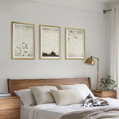 Sada obrazů do obývacího pokoje Ptáci za letu v minimalistickém stylu