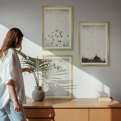 Sada obrazů do obývacího pokoje Ptáci za letu v minimalistickém stylu
