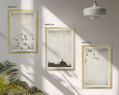 Sada obrazů do obývacího pokoje Ptáci za letu v minimalistickém stylu