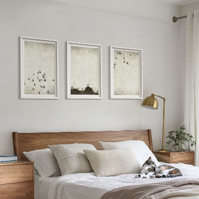 Sada obrazů do obývacího pokoje Ptáci za letu v minimalistickém stylu