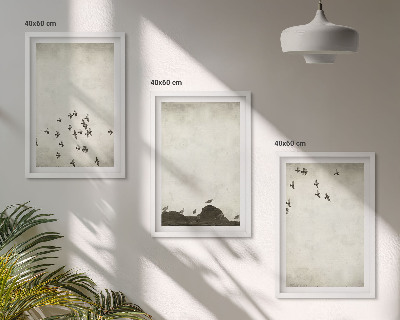 Sada obrazů do obývacího pokoje Ptáci za letu v minimalistickém stylu