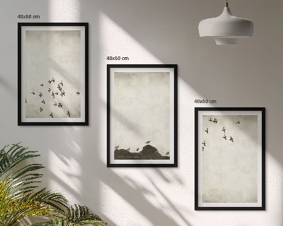 Sada obrazů do obývacího pokoje Ptáci za letu v minimalistickém stylu