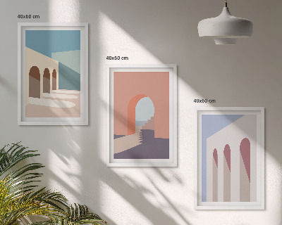 Kompozice obrazů na stěnu Pastelová architektonická grafika