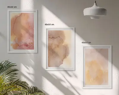 Kompozice obrazů na stěnu s motivem teplých akvarelových textur