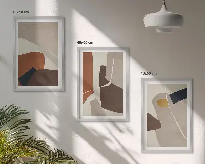 Abstraktní boho malba sada obrazů do obývacího pokoje