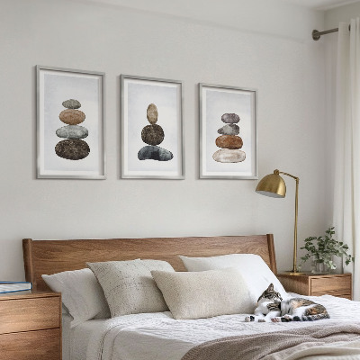 Kompozice obrazů na stěnu Minimalistické boho kameny