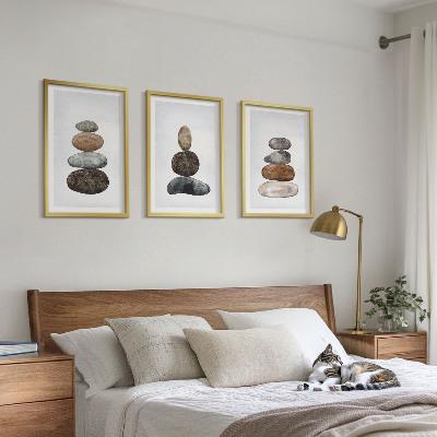 Kompozice obrazů na stěnu Minimalistické boho kameny
