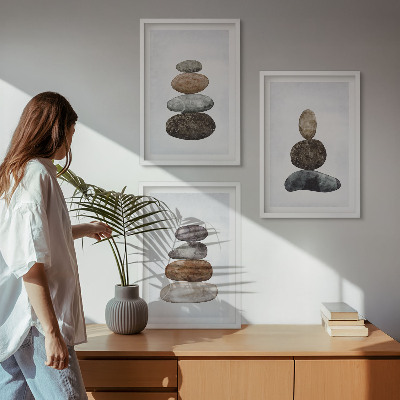 Kompozice obrazů na stěnu Minimalistické boho kameny