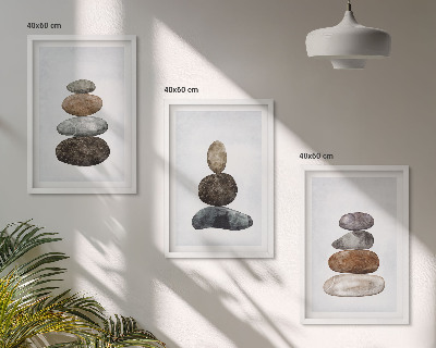 Kompozice obrazů na stěnu Minimalistické boho kameny