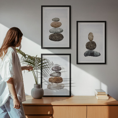 Kompozice obrazů na stěnu Minimalistické boho kameny
