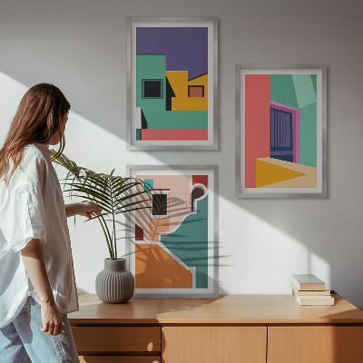 Kompozice obrazů na stěnu Barevné ilustrace města