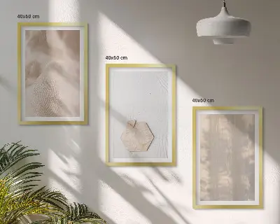 Sada obrazů do obývacího pokoje s motivem jemných struktur v boho přírodním stylu