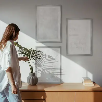 Sada 3 obrazů minimalistické pozadí s bílými skvrnami