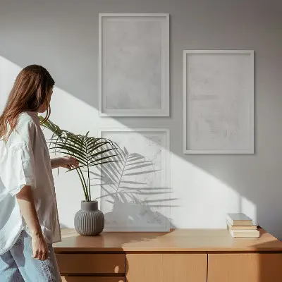 Sada 3 obrazů minimalistické pozadí s bílými skvrnami
