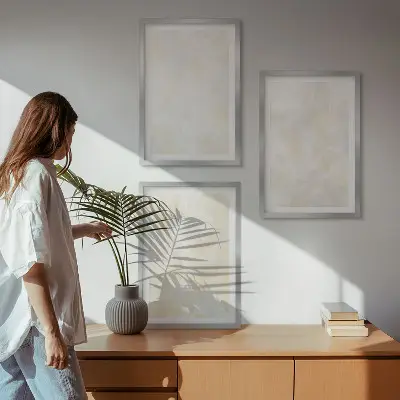 Sada obrazů do obývacího pokoje s designem s jasnými texturami barvy