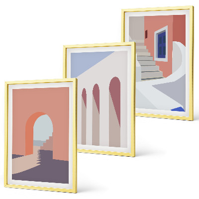 Kompozice obrazů na stěnu Minimalistické architektonické ilustrace