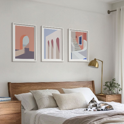 Kompozice obrazů na stěnu Minimalistické architektonické ilustrace