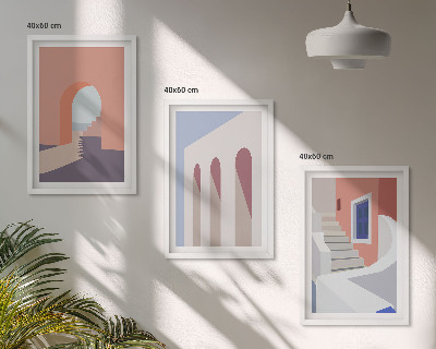 Kompozice obrazů na stěnu Minimalistické architektonické ilustrace