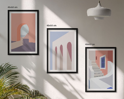 Kompozice obrazů na stěnu Minimalistické architektonické ilustrace