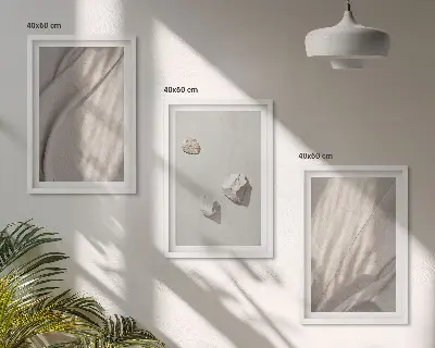 Sada obrazů do obývacího pokoje s detailními záběry struktury v boho stylu