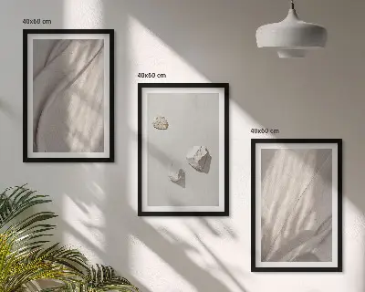 Sada obrazů do obývacího pokoje s detailními záběry struktury v boho stylu